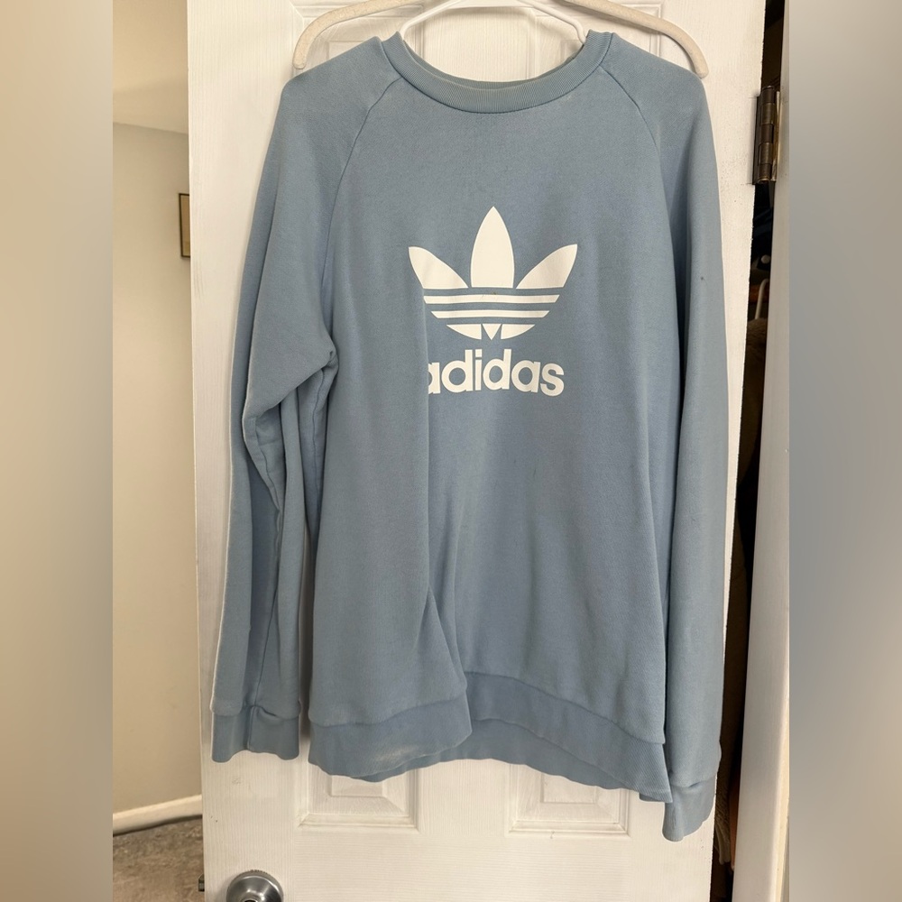 adidas Light Blue Trefoil Crewneck Sweatshirt